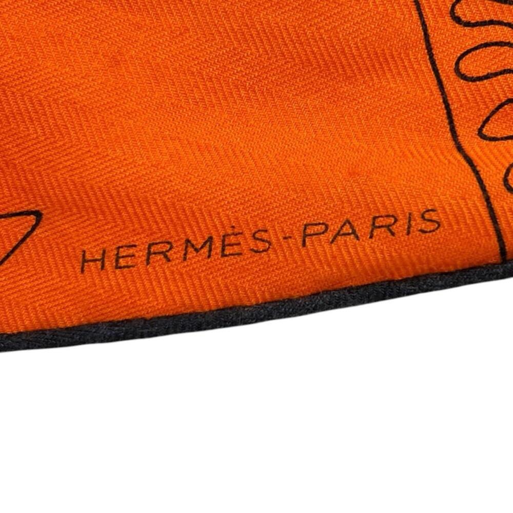 HERMES Orange Silk Scarf - Picture 6 of 7